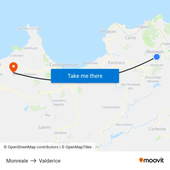 Monreale to Valderice map