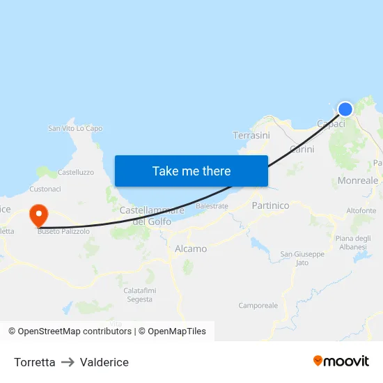 Torretta to Valderice map