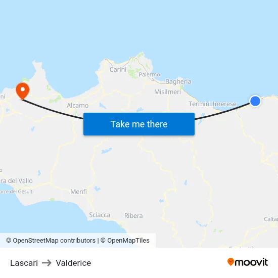 Lascari to Valderice map