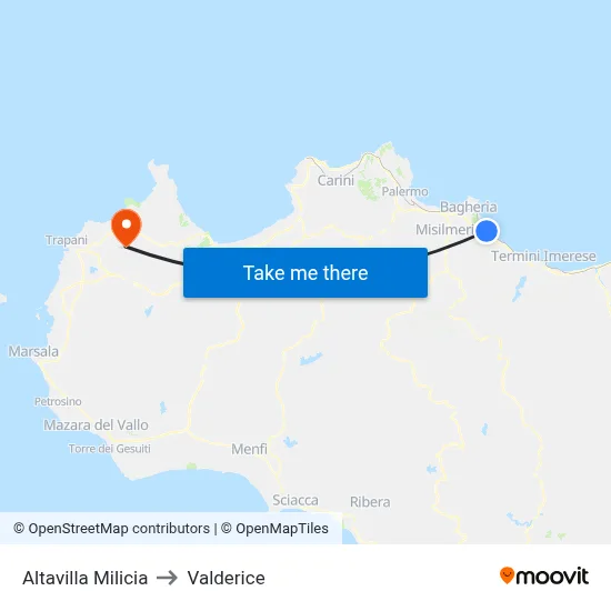 Altavilla Milicia to Valderice map