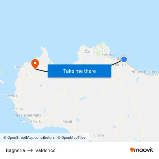 Bagheria to Valderice map