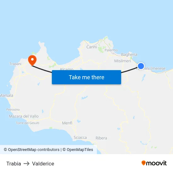 Trabia to Valderice map