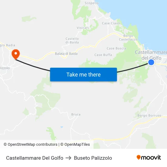 Castellammare Del Golfo to Buseto Palizzolo map