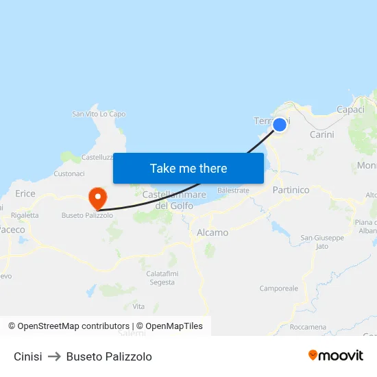 Cinisi to Buseto Palizzolo map