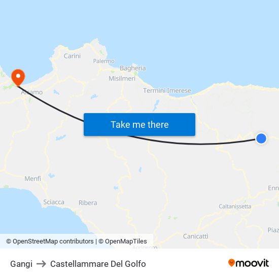 Gangi to Castellammare Del Golfo map