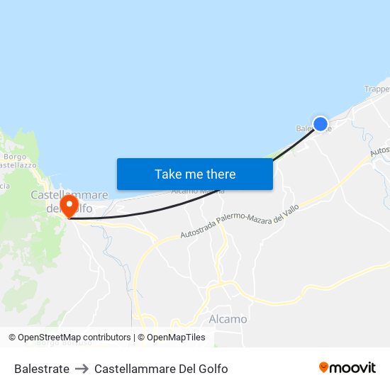 Balestrate to Castellammare Del Golfo map