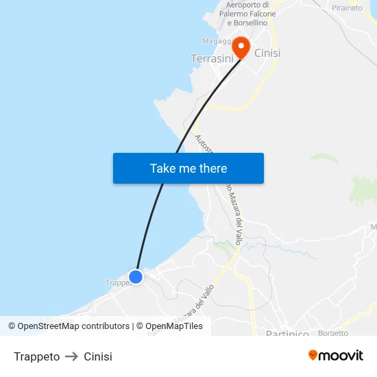 Trappeto to Cinisi map