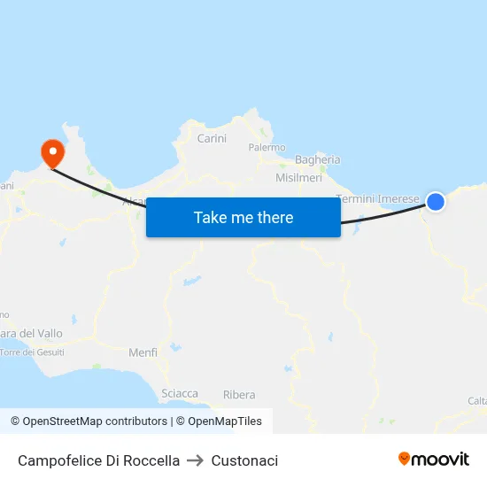 Campofelice Di Roccella to Custonaci map