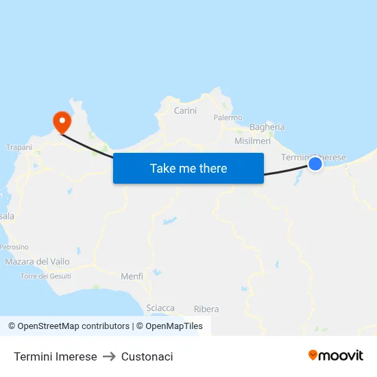 Termini Imerese to Custonaci map