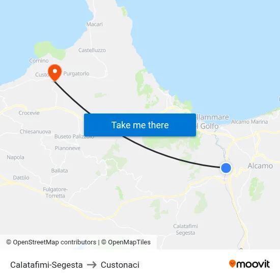 Calatafimi-Segesta to Custonaci map