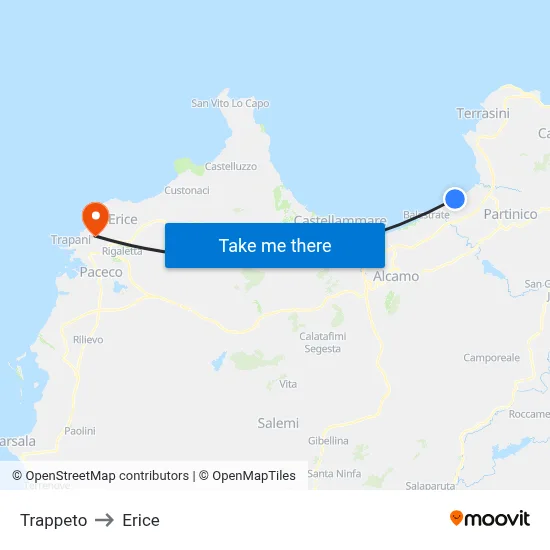 Trappeto to Erice map