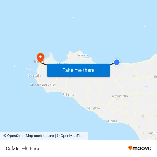 Cefalù to Erice map
