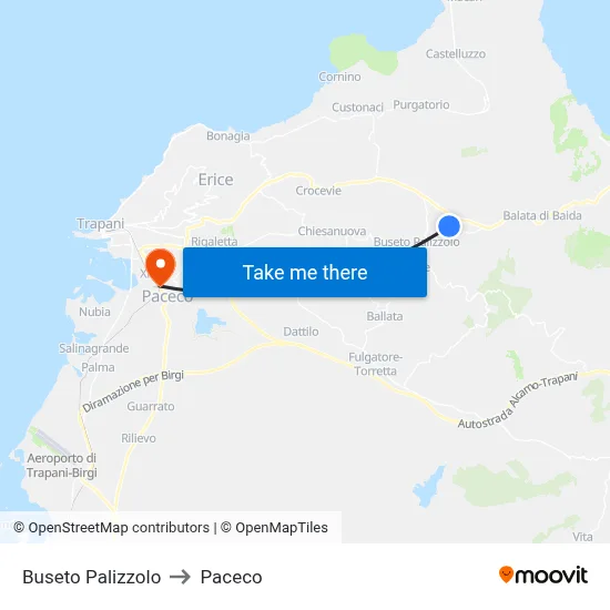 Buseto Palizzolo to Paceco map