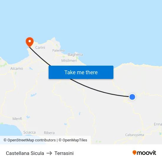 Castellana Sicula to Terrasini map
