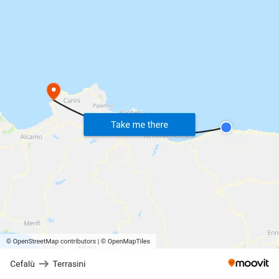 Cefalù to Terrasini map