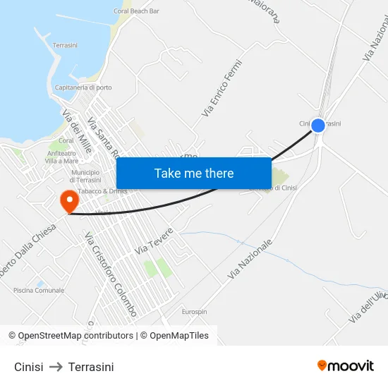 Cinisi to Terrasini map