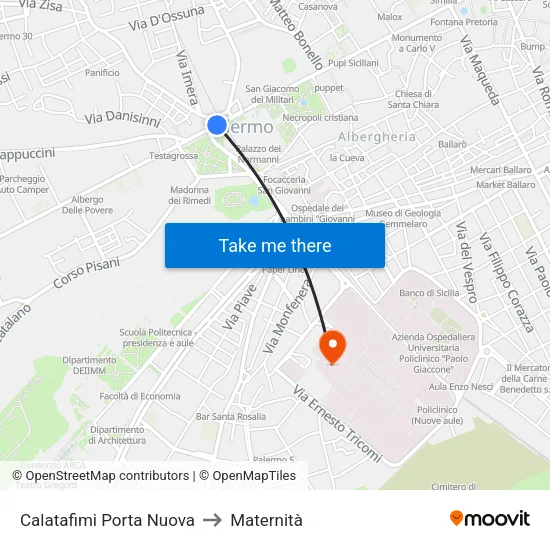 Calatafimi Porta Nuova to Maternità map