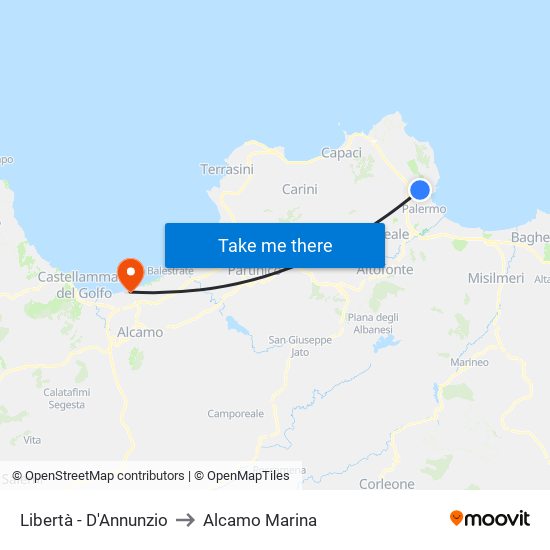 Libertà - D'Annunzio to Alcamo Marina map
