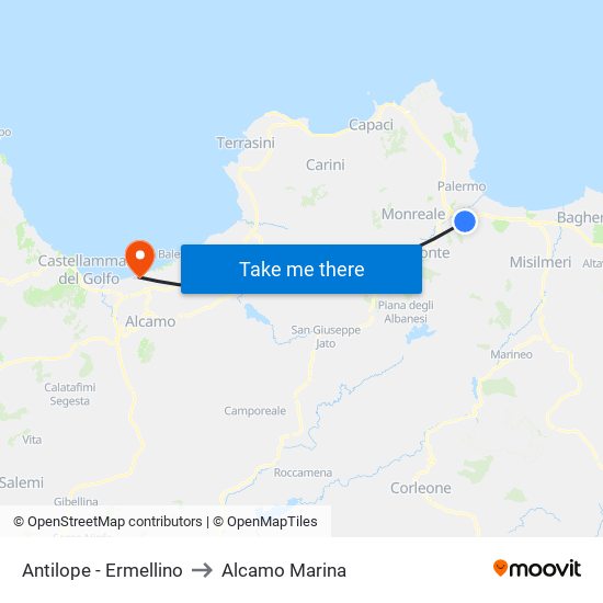 Antilope - Ermellino to Alcamo Marina map