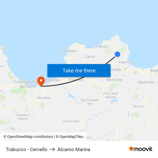 Trabucco - Cervello to Alcamo Marina map