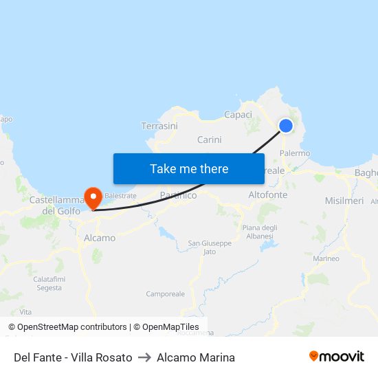 Del Fante - Villa Rosato to Alcamo Marina map