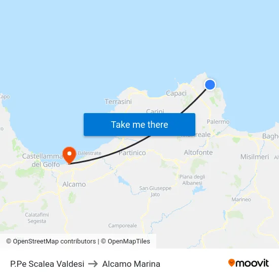 Prince Scalea Valdesi to Alcamo Marina map