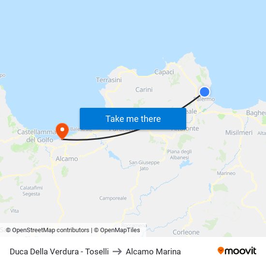 Duca Della Verdura - Toselli to Alcamo Marina map