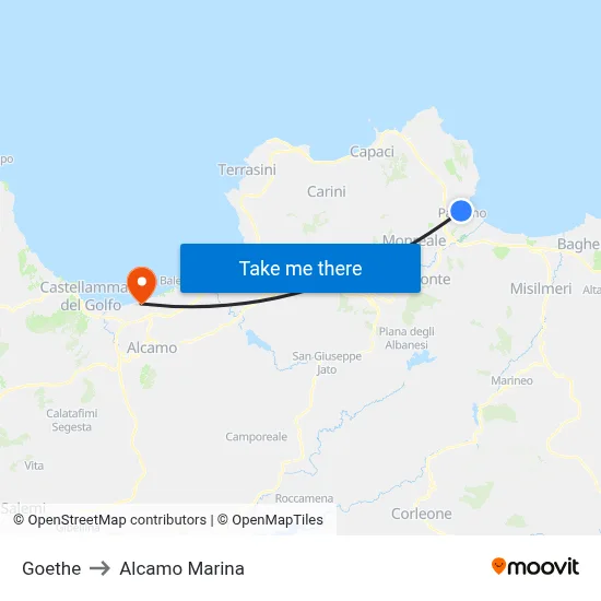 Goethe to Alcamo Marina map