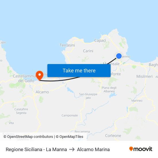 Regione Siciliana - La Manna to Alcamo Marina map