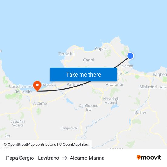 Papa Sergio - Lavitrano to Alcamo Marina map