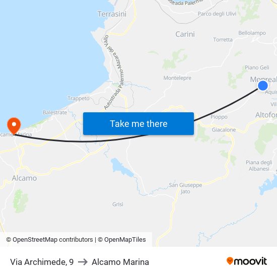 Via Archimede, 9 to Alcamo Marina map