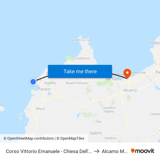 Corso Vittorio Emanuele - Chiesa Dell'Addolorata to Alcamo Marina map