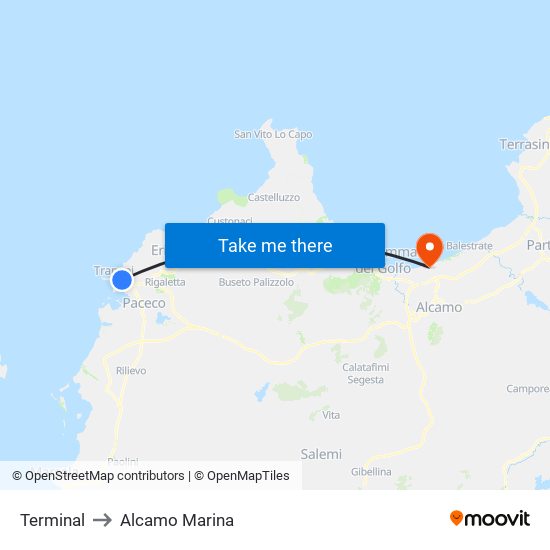 Terminal to Alcamo Marina map