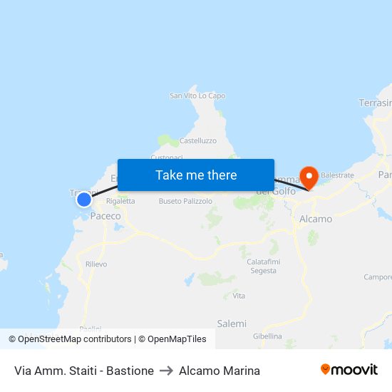 Via Amm. Staiti - Bastione to Alcamo Marina map