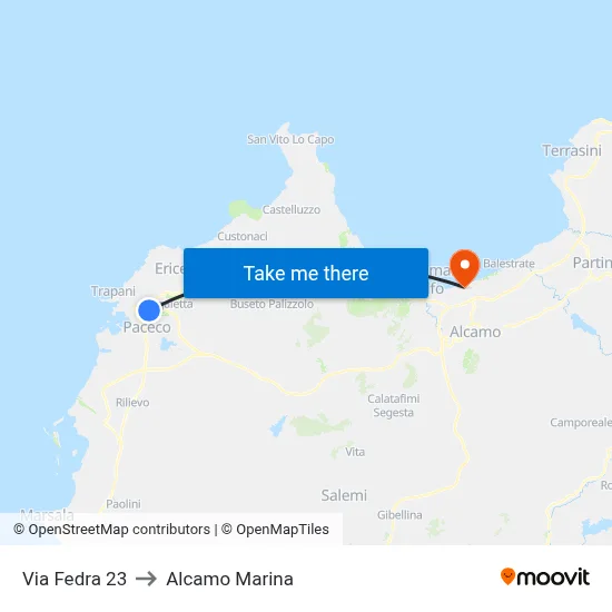 Via Fedra 23 to Alcamo Marina map