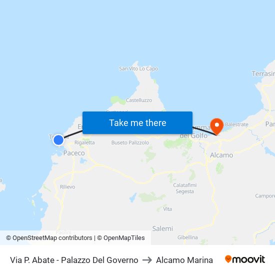 Via P. Abate - Palazzo Del Governo to Alcamo Marina map