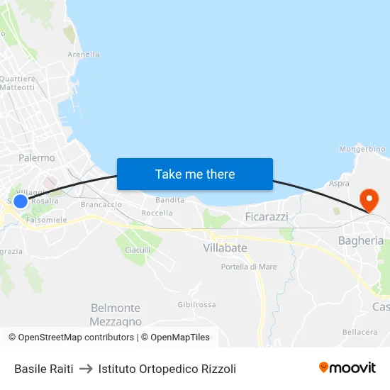 Basile Raiti to Istituto Ortopedico Rizzoli map