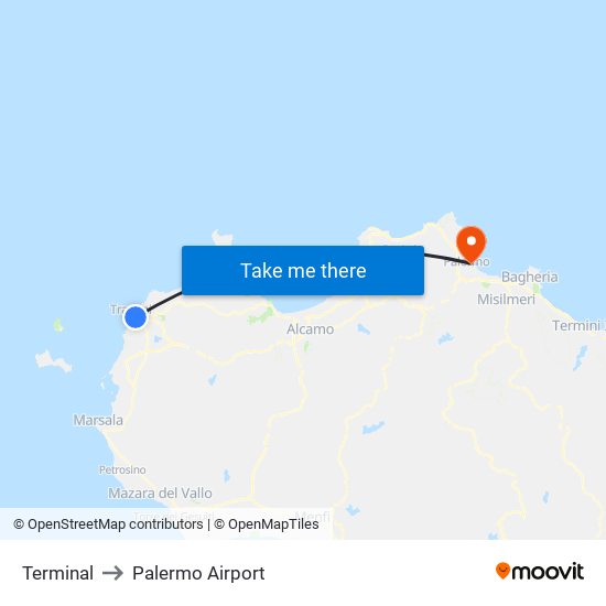 Terminal to Palermo Airport map
