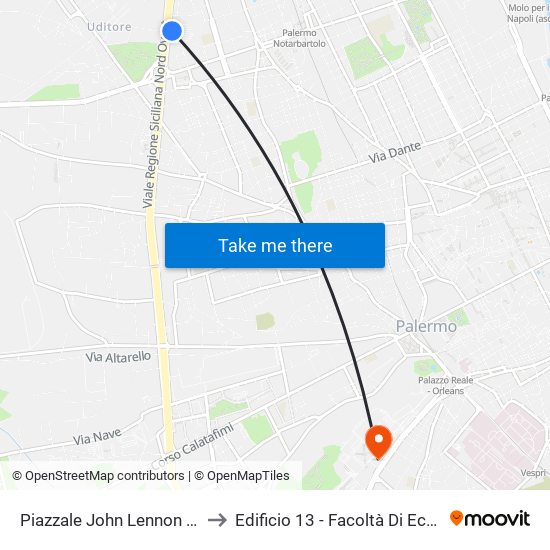 Piazzale John Lennon Monte to Edificio 13 - Facoltà Di Economia map