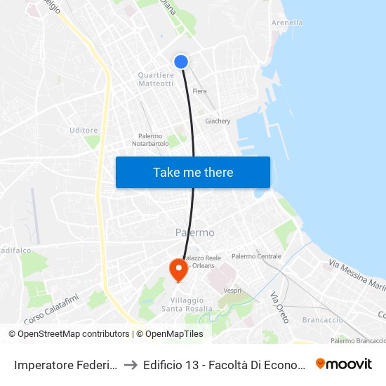 Imperatore Federico to Edificio 13 - Facoltà Di Economia map