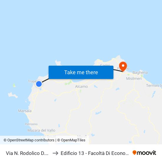 Via N. Rodolico D.F. 4 to Edificio 13 - Facoltà Di Economia map