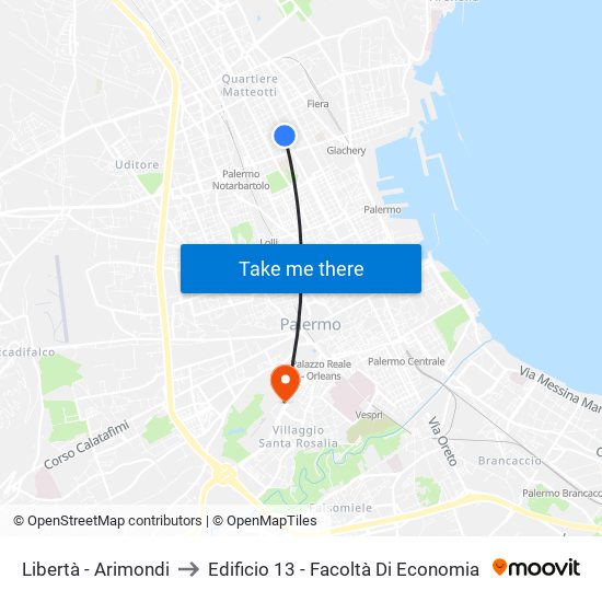 Libertà - Arimondi to Edificio 13 - Facoltà Di Economia map