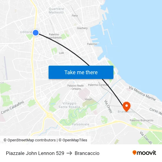 John Lennon Square 529 to Brancaccio map