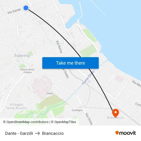 Dante - Garzilli to Brancaccio map