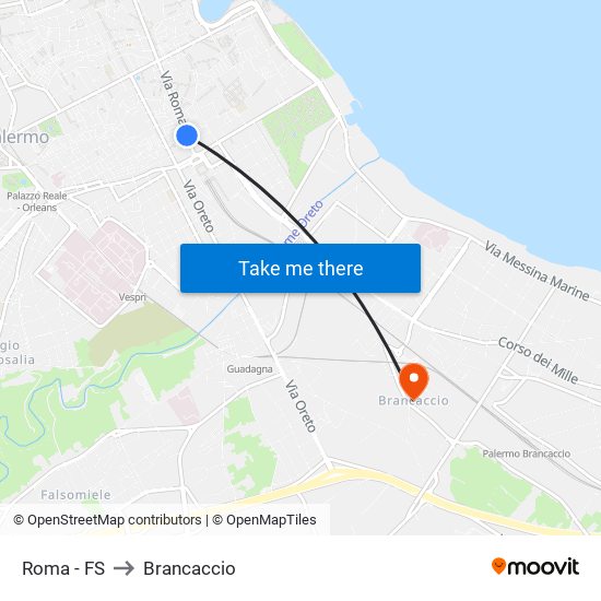 Roma - FS to Brancaccio map
