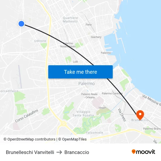 Brunelleschi Vanvitelli to Brancaccio map