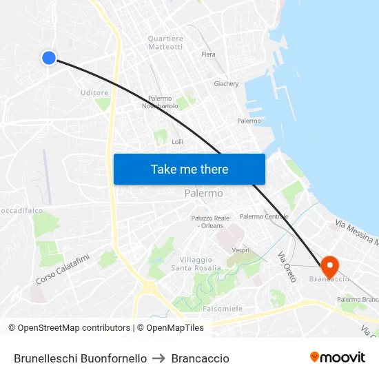 Brunelleschi Buonfornello to Brancaccio map