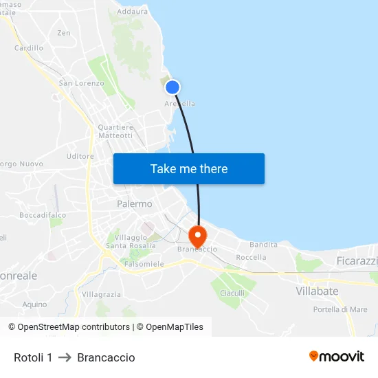 Rotoli 1 to Brancaccio map
