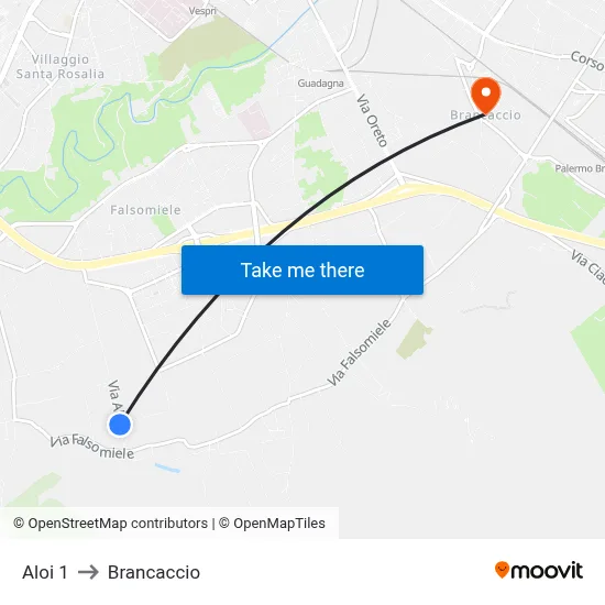 Aloi 1 to Brancaccio map