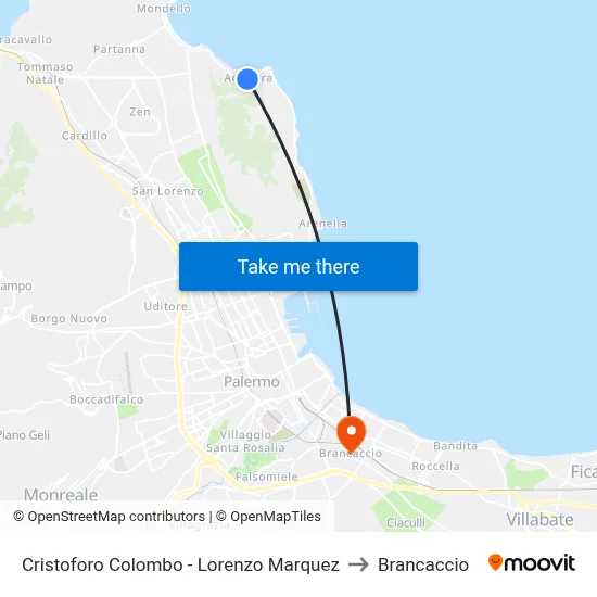 Christopher Columbus - Lorenzo Marquez to Brancaccio map